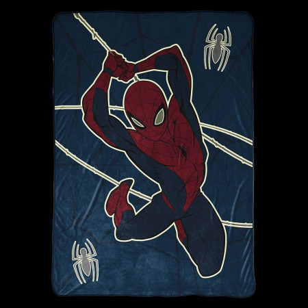 Spider-Man Swing Into Action Glow in The Dark Throw Blanket
